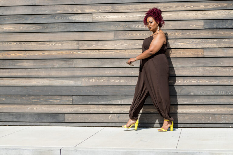 Marie Denee in City Chic Online Brown Jumpsuit