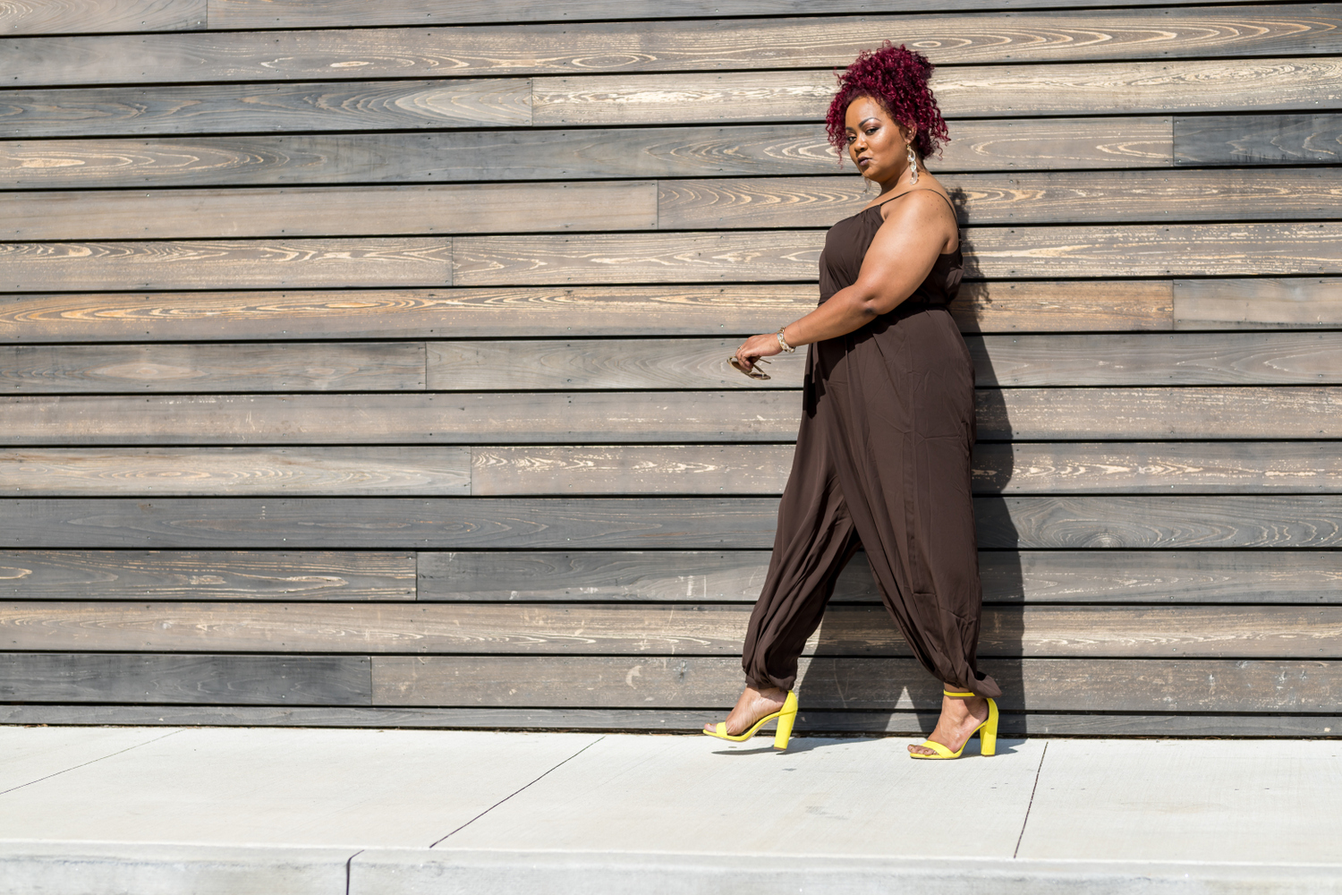 Marie Denee in City Chic Online Brown Jumpsuit