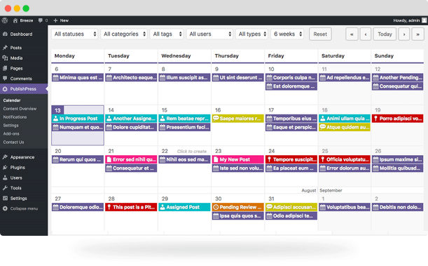7 Time Saving Blogging Tools- Publishpress calendar