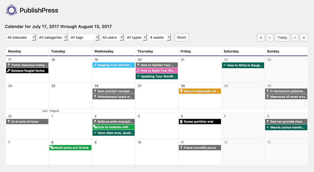 7 Time Saving Blogging Tools- Publishpress calendar