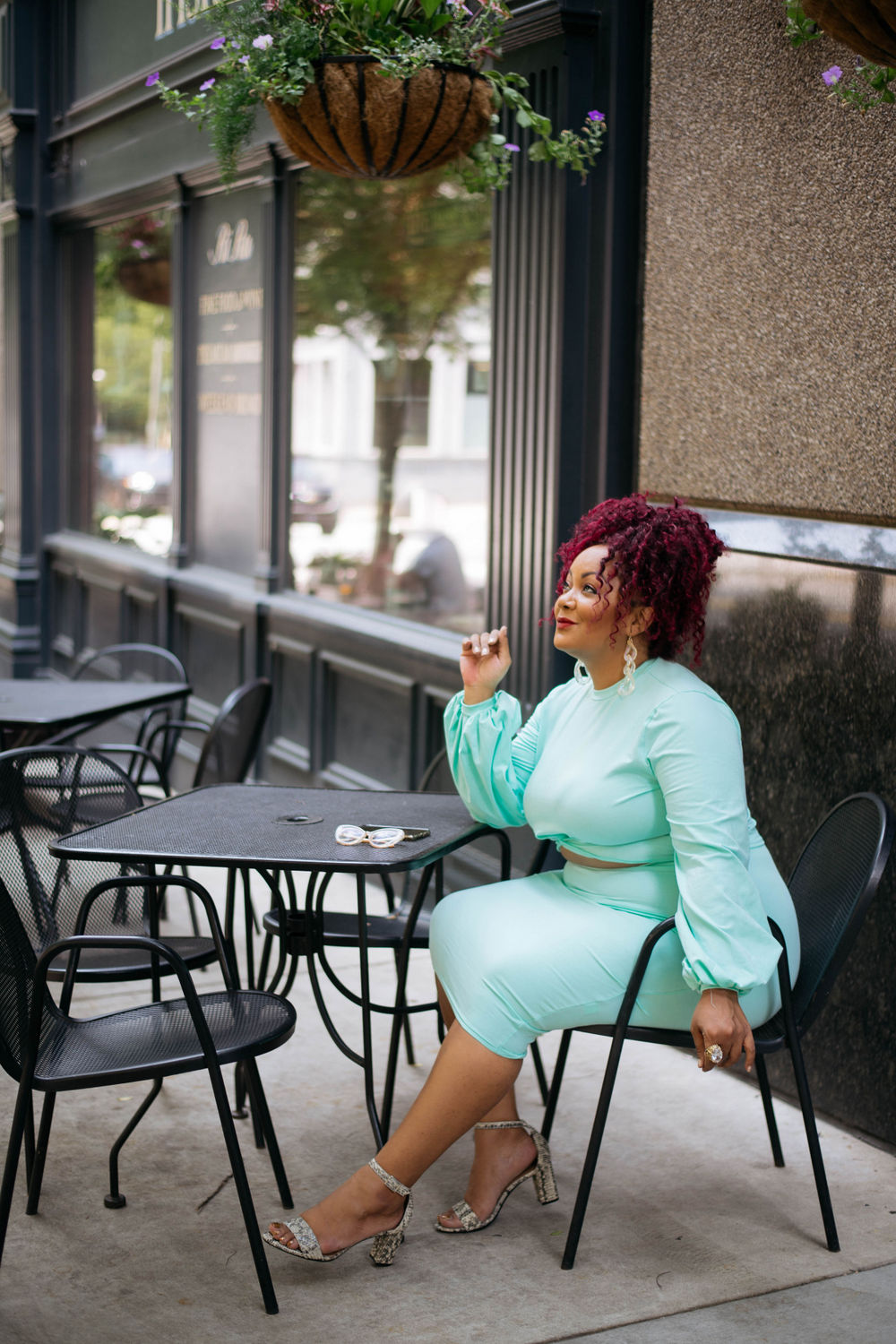 Plus Size Blogger- Marie Denee in Rebdolls Teal two piece set