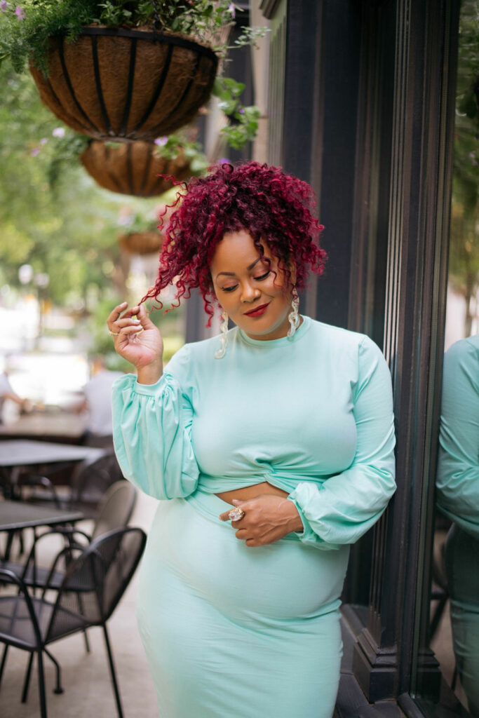 Plus Size Media Publisher- Marie Denee in Rebdolls Teal two piece set