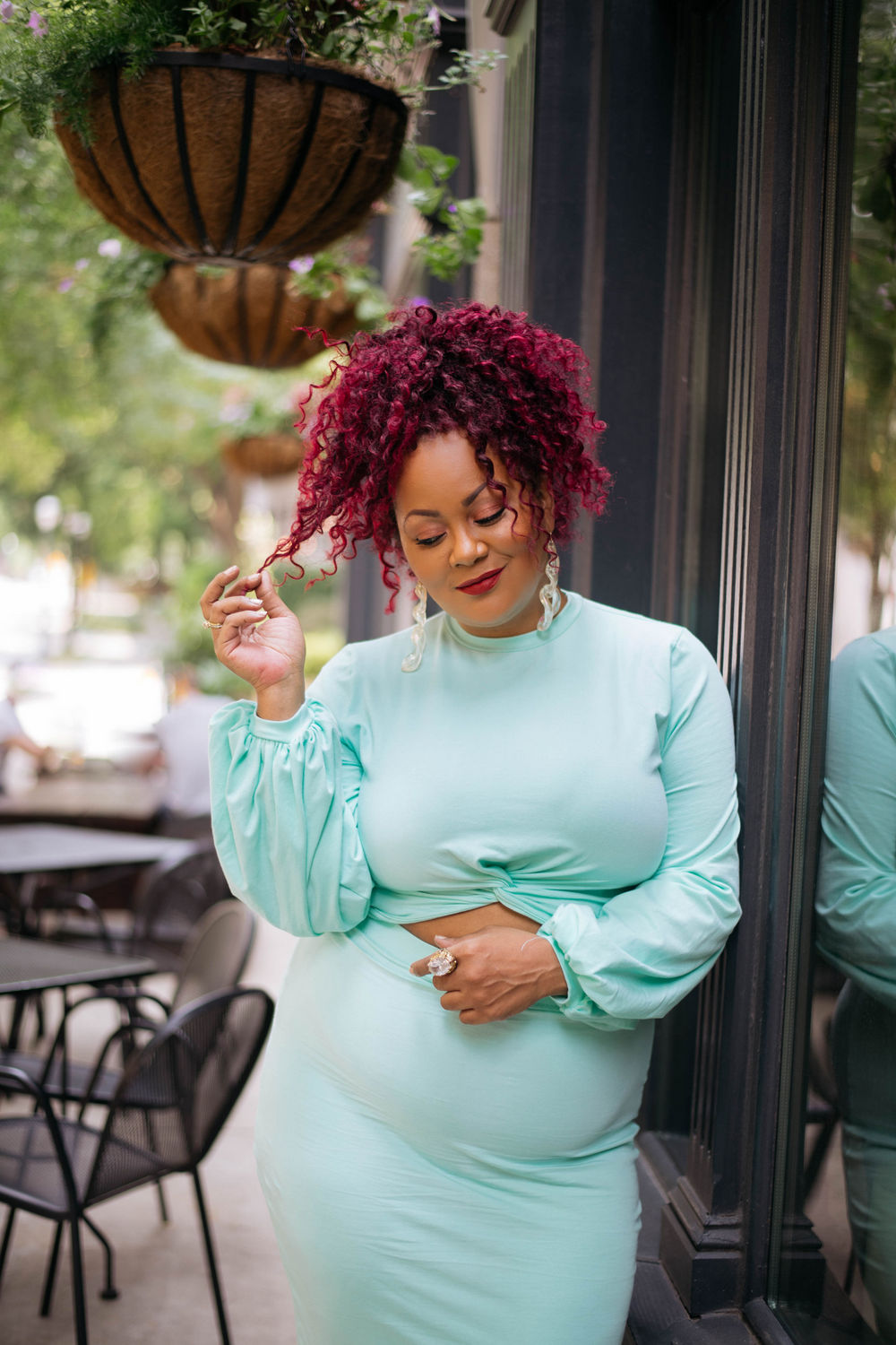 Plus Size Blogger- Marie Denee in Rebdolls Teal two piece set